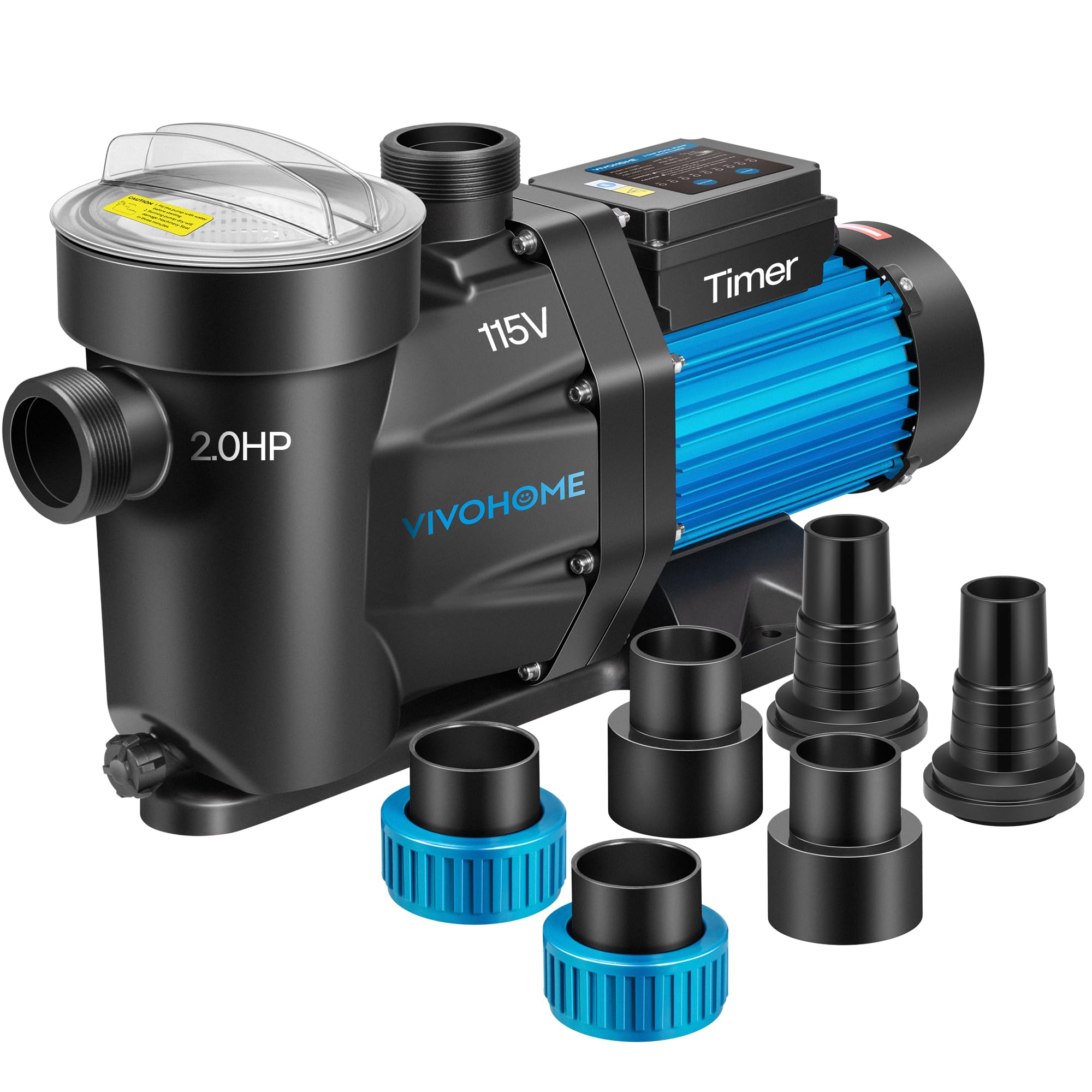 VIVOHOME 2.0HP 115V Pool Pump with Timer for in/Above Ground Pools | Self-Primin