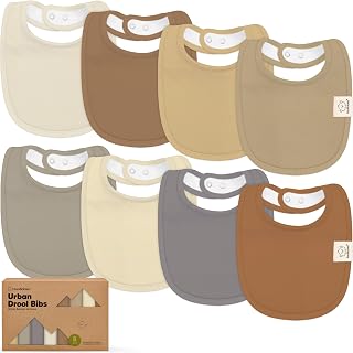 KeaBabies 8-Pack Organic Baby Bibs for Drooling and Teething (Terracotta)
