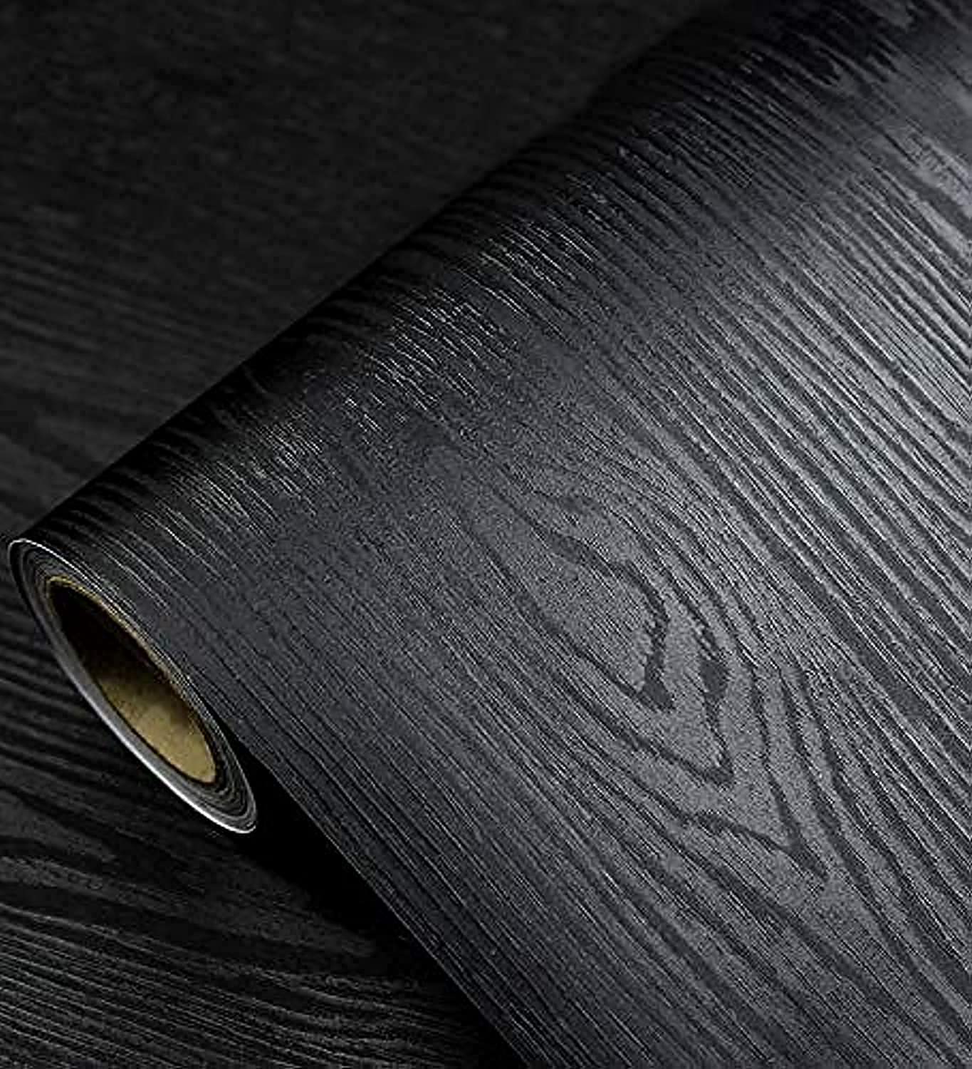 Tiltil Black Wood Peel and Stick Wallpaper Wood Contact Paper 17.7" × 118" | Sel