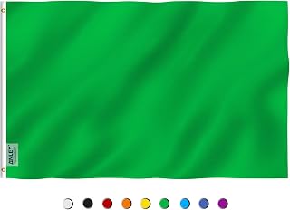 ANLEY Fly Breeze 3x5 Foot Solid Green Flag - Vivid Color and UV Fade Resistant - Canvas Header and Double Stitched - Plain Green Flags Polyester with Brass Grommets 3 X 5 Ft