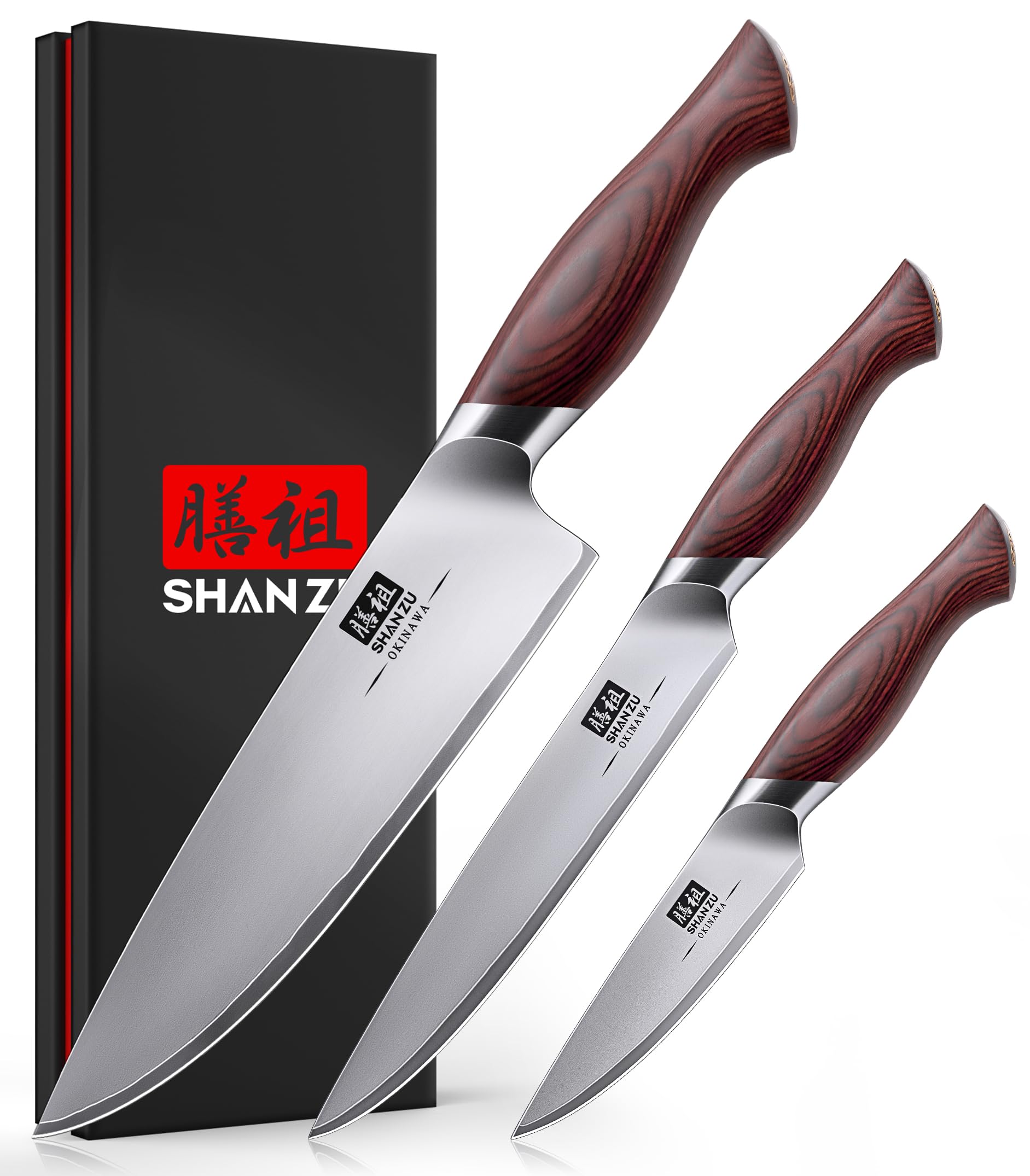 SHAN ZU Kitchen Knife Set 3 PCS, Japanese Chef Knife Set