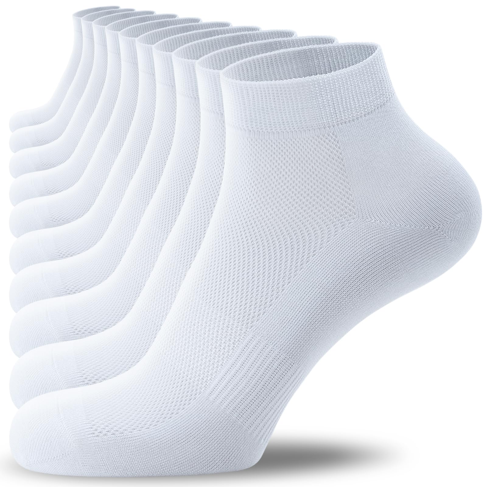 TIBISI Trainer Socks 10 Pairs, Cotton Ankle Socks Breathable Low Cut Running Soc