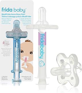 Frida Baby MediFrida Medicine Syringe & Pacifier for Mess & Fuss Free Use | Baby medicine dispenser delivers accurate doses with a pacifier to help reduce mess and fuss during medicine time.