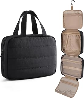 LIGHT FLIGHT Hanging Toiletry Bag for Women, Travel Wash Bag | Full-size Toiletries, Cosmetic & Skincare Storage, Travel Accessories, Utral Lightweight, Black