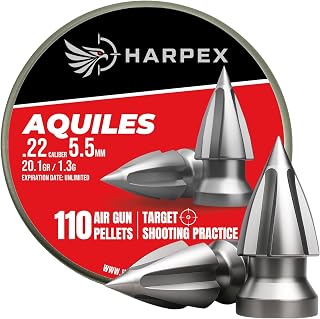 Harpex Pointed Arrowhead .22 Cal Airgun Pellets, 20.1 Grain, 200-Count | High Penetration Lead, Ideal for Target Shooting, Legal Hunting & Small Game, Aquiles Line, 12.2mm Length, 5.5mm Diameter