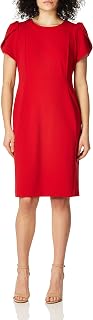 Calvin Klein Women's Tulip Short Sleeve Scuba Crepe Mini Dress