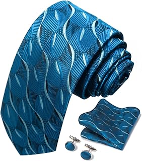 Men's Elegant Paisley Floral Tie with Pocket Square Cufflinks Set