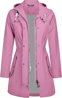 Women's Rain Jacket Long Waterproof Breathable Transition Jacket Hooded Outdoor Jacket S-3XL