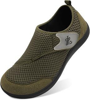 JIASUQI Barefoot Shoes Mens Wide Width Diabetic Shoes Breathable Walking Shoes Adjustable Zero Drop Sneakers for Edema Feet