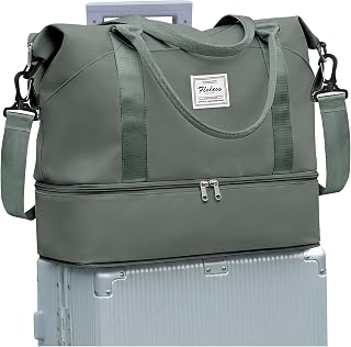 SZLX Ryanair Travel Bag, 40 x 20 x 25 cm, Travel Bag with Shoe Compartment, Ryanair Cabin Bag, 40 x 30 x 20 cm, Sports Bag, Weekend Gym Bag, B2-Olive Green, Sporty