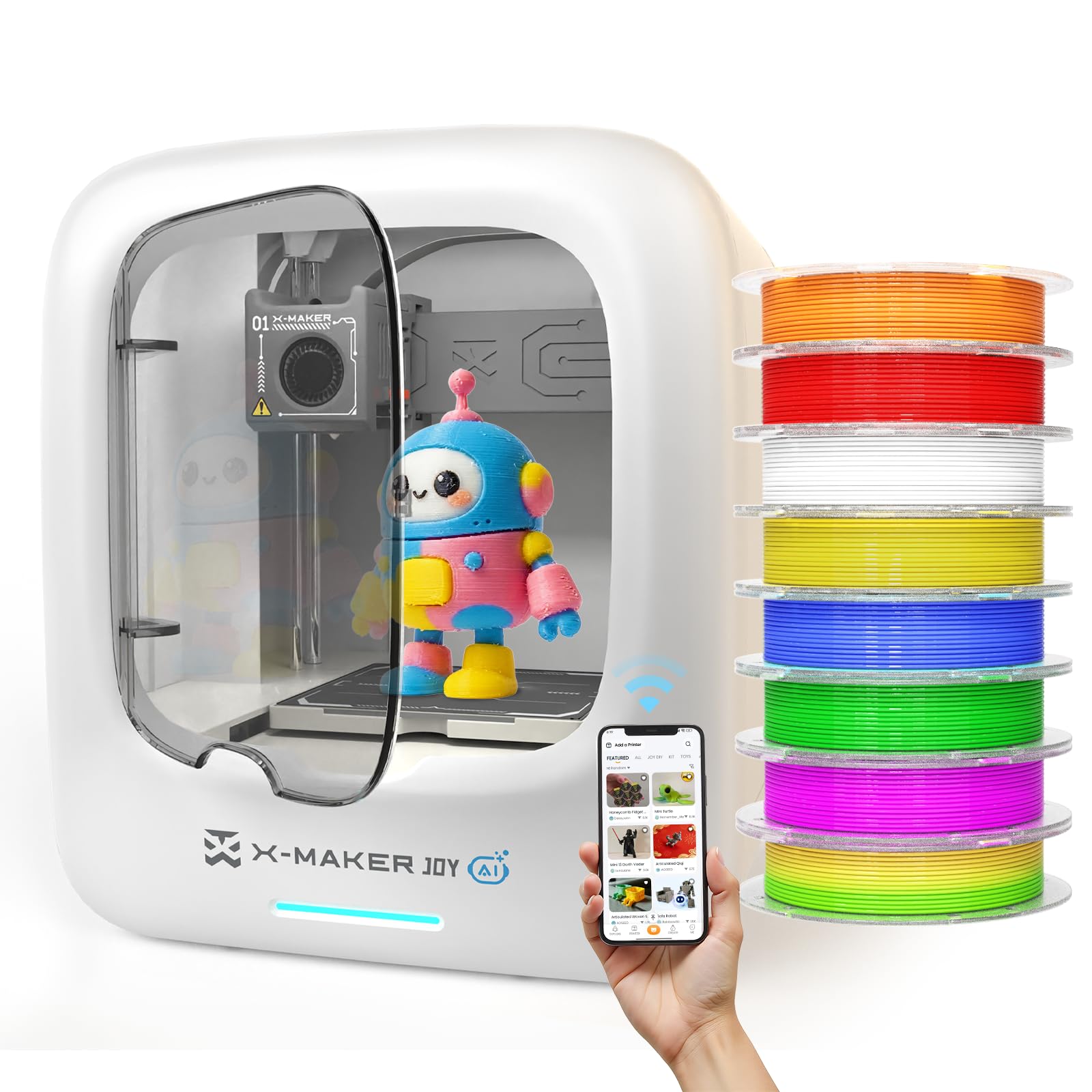X-Maker Joy AI Kids 3D Printer for Beginners, Fully Enclosed, Ready to Print, Wi