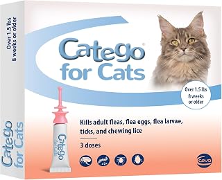 Catego Flea and Tick Prevention for Cats - Over 1.5 lbs, 3 Month Supply | No Prescription Required, Cat Flea Treatment Topical Drops, Fast Acting Flea & Tick Control Drops, Easy to Apply