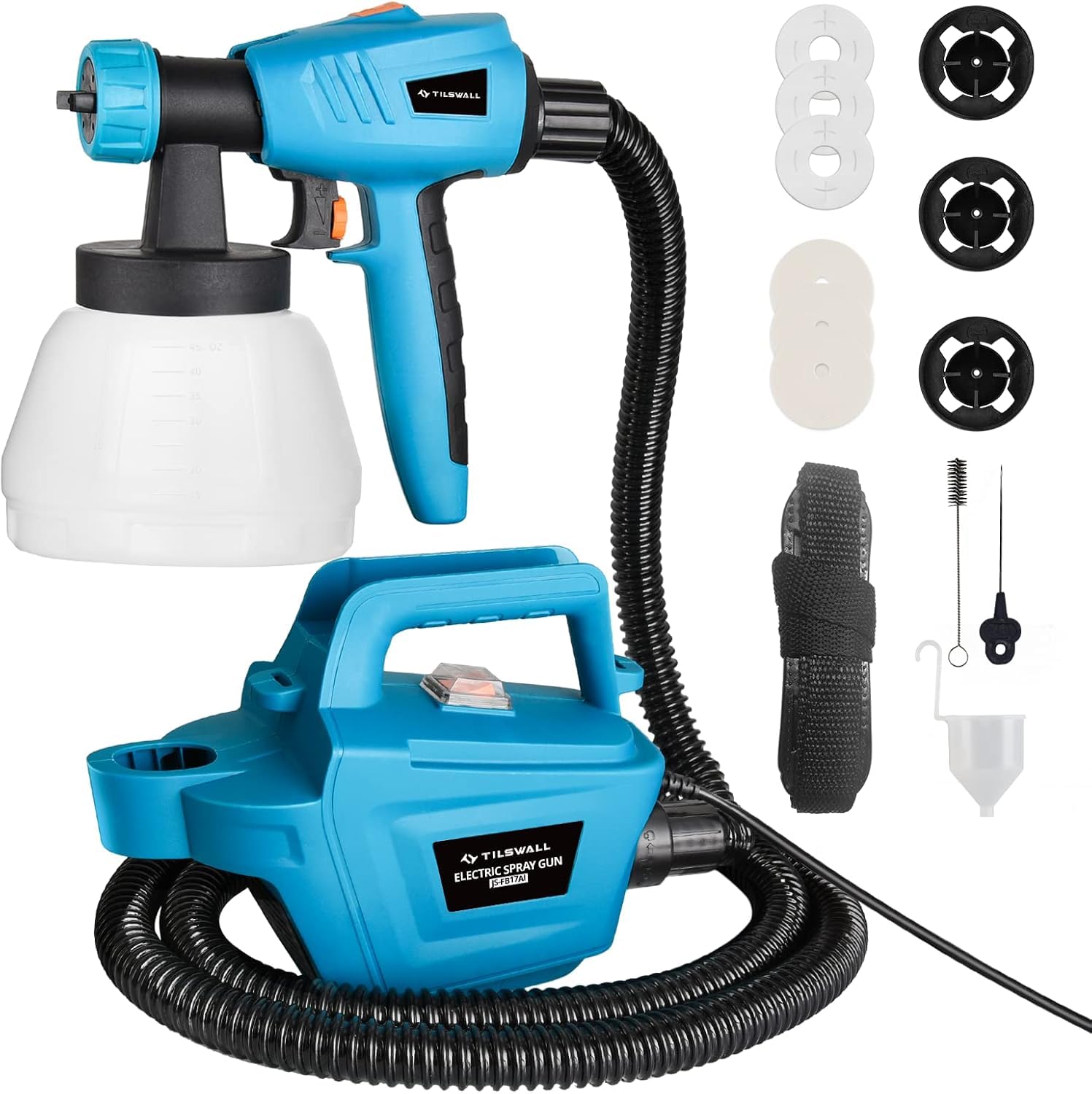 Tilswall Fence Paint Sprayer 800W, Electric HVLP Spray Gun, Blue 1300ML