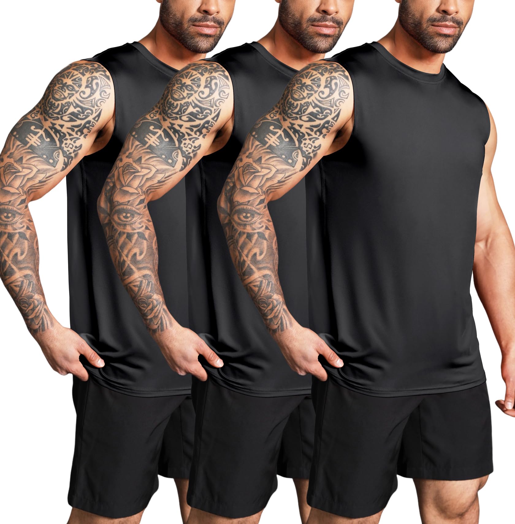 Boyzn Men's Tank Top Pack of 3 Training Fitness Bodybuilding Tank Shirt Quick-Dr