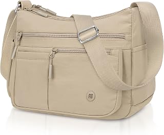 BKNOOU Nylon Crossbody Bags for Women Medium Lightweight Ladies Travel Purse Multi Pocket Pocketbooks Shoulder Handbag