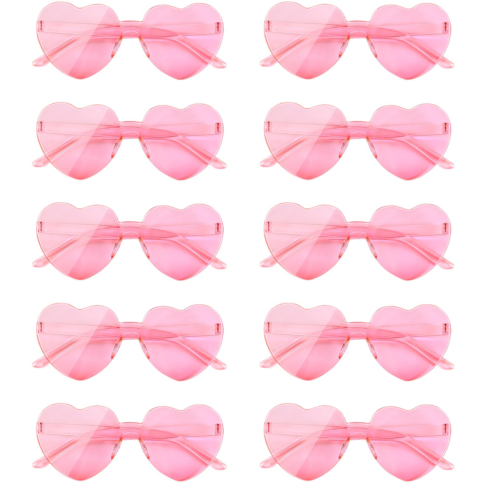 NACHLYNN 10 Pairs Heart Shaped Sunglasses Valentine's Day Women Rimless Candy Co