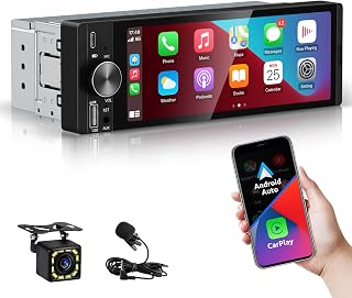 ESSGOO Single Din Car Stereo with Wireless Carplay and Android Auto | 6.36 Inch HD IPS bildschirm, Bluetooth Head Unit Stereo with Reverse Camera, Voice Control, Mirror Link, FM, Type-C