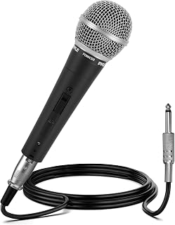 Pyle Microphone - Professional Dynamic Vocal Microphones, with ON/OFF Switch, Dynamic Cardioid, Handheld Mic for Singing, w/ 4.5 m – XLR Audio Cable, Compatible for Karaoke-Speaker-Speech-Amp-Mixer