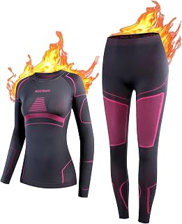 NOOYME Thermal Underwear Women's Elastic Thermal Underwear Breathable Flexible Ski Underwear Women's Functional Underwear Women's Warm Thermal Undershirt Thermal Underwear Women's Extra Warm