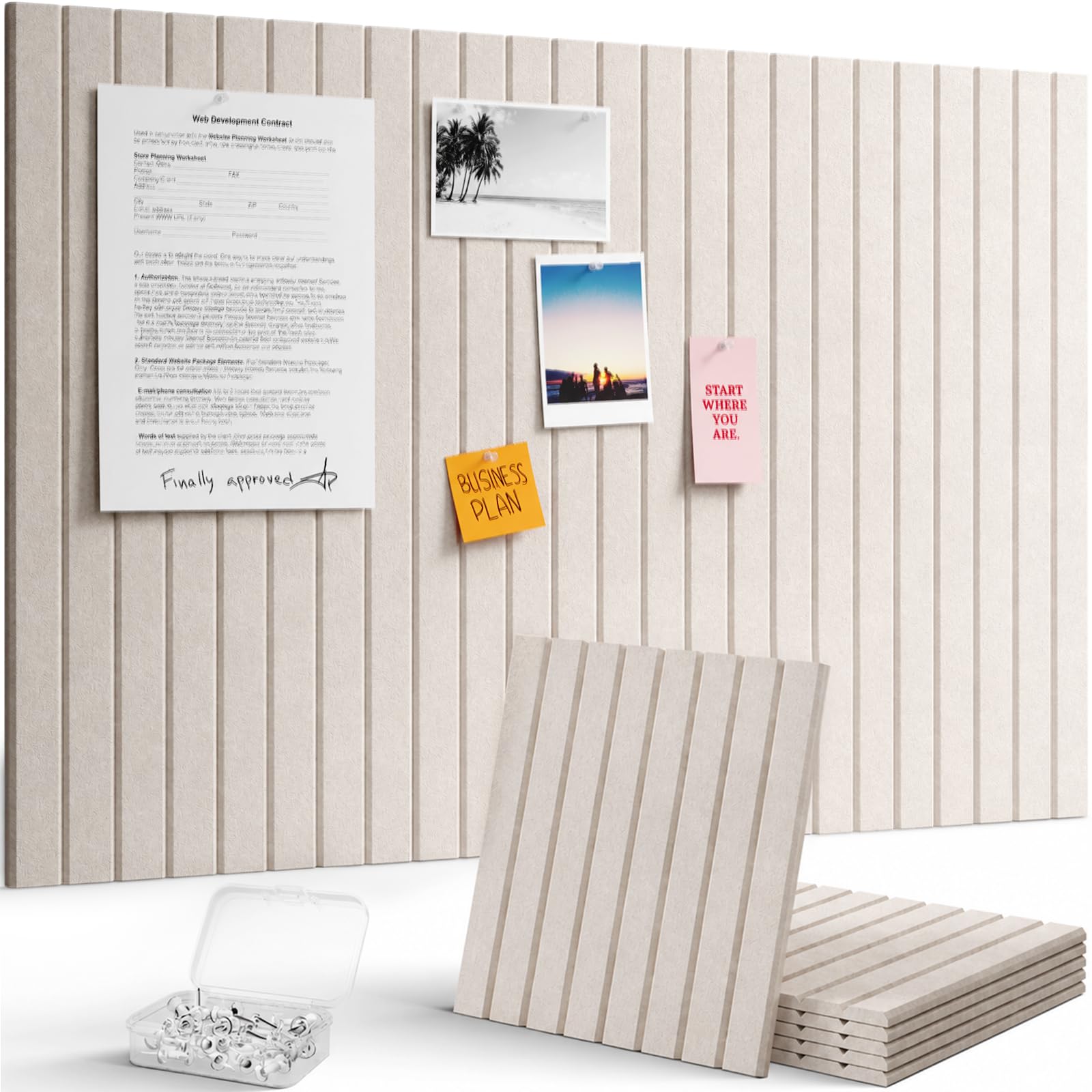 Lifewit Large Felt Bulletin Board with Self-Adhesive 36" x 24"- 6 Pack | Cork Bo