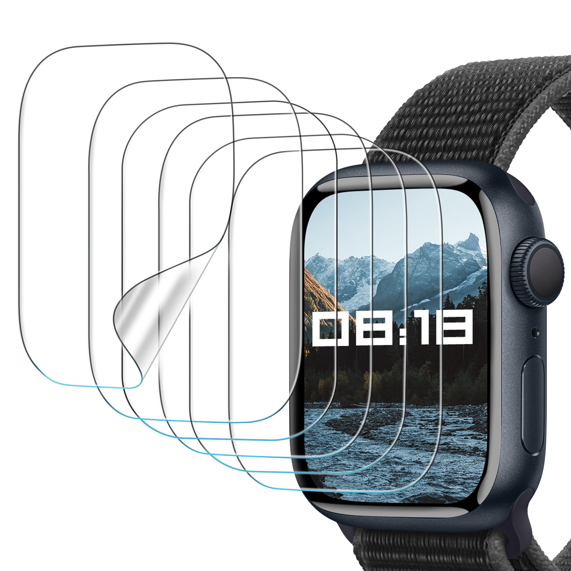 6 Pack Apple Watch Series 9/8/7 Screen Protector 41mm Strong Absorption Flexible