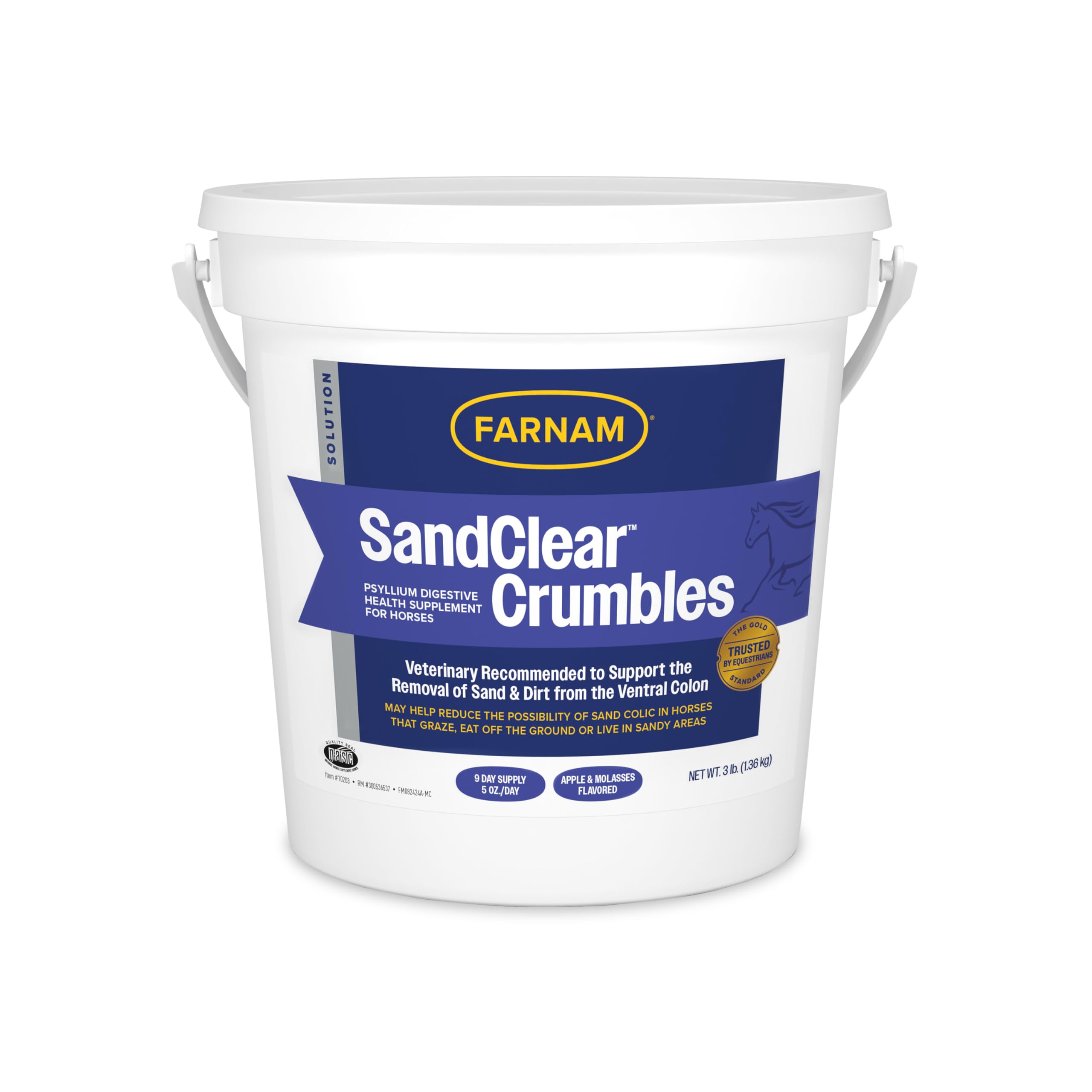 Farnam SandClear Crumbles, Psyllium Digestive Supplement, 9 Day Supply | Apple F