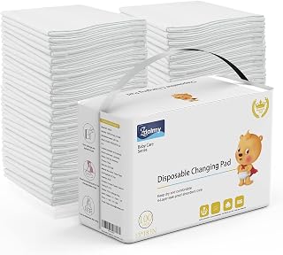 Disposable Changing Pad Liners (100 Pack) Super Soft, Disposable Changing Pads, Ultra Absorbent &amp; Waterproof - Covers Any Surface for Mess Free Baby Diaper Changes (White)