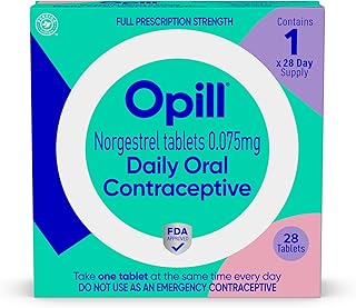 Opill Daily Birth Control Pills, OTC Progestin-Only, 28 Count | Over The Counter Mini Pill, No Prescription Needed, Prescription-Strength, Norgestrel 0.075 mg, Estrogen-Free