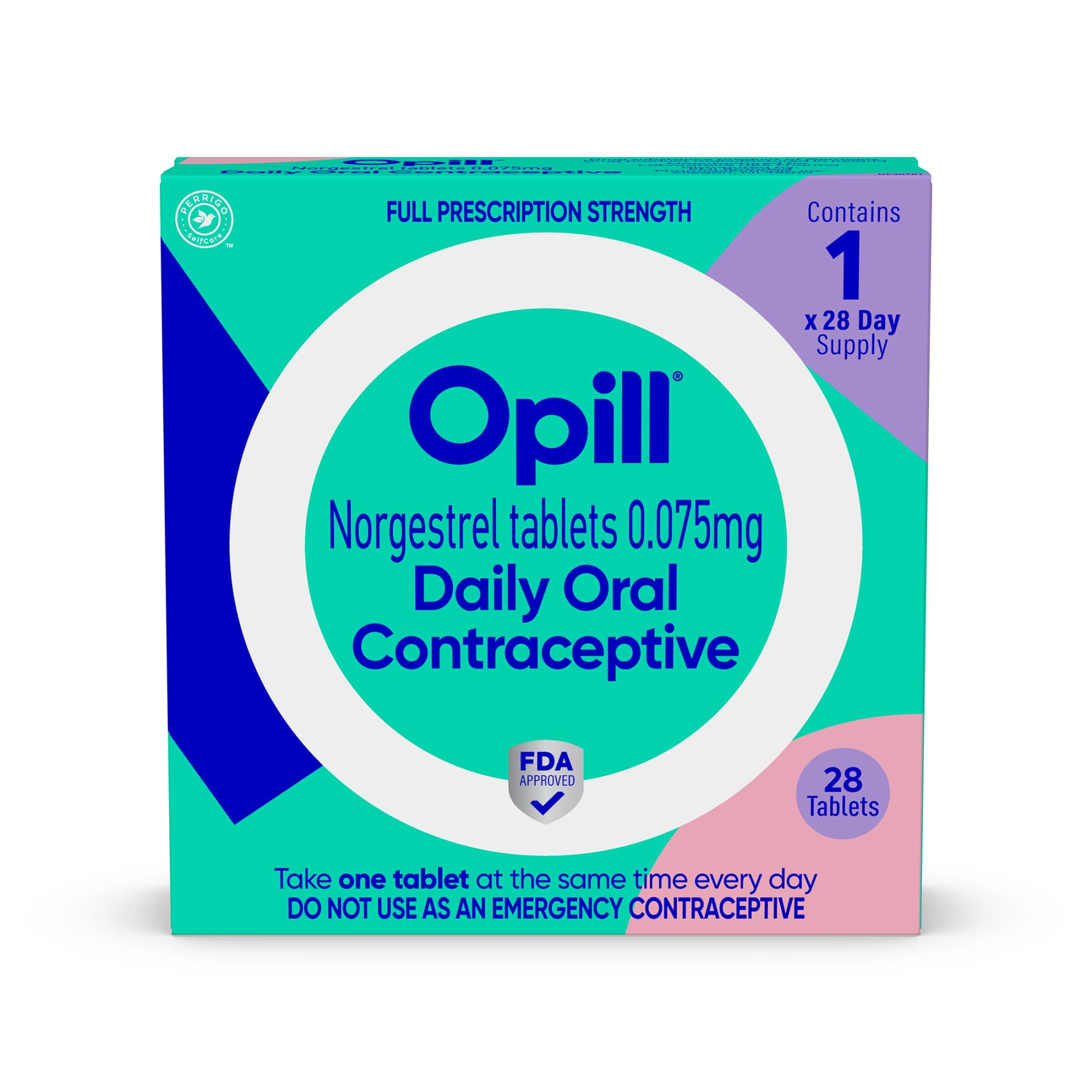 Opill Daily Birth Control Pills, OTC Progestin-Only, 28 Count | Over The Counter