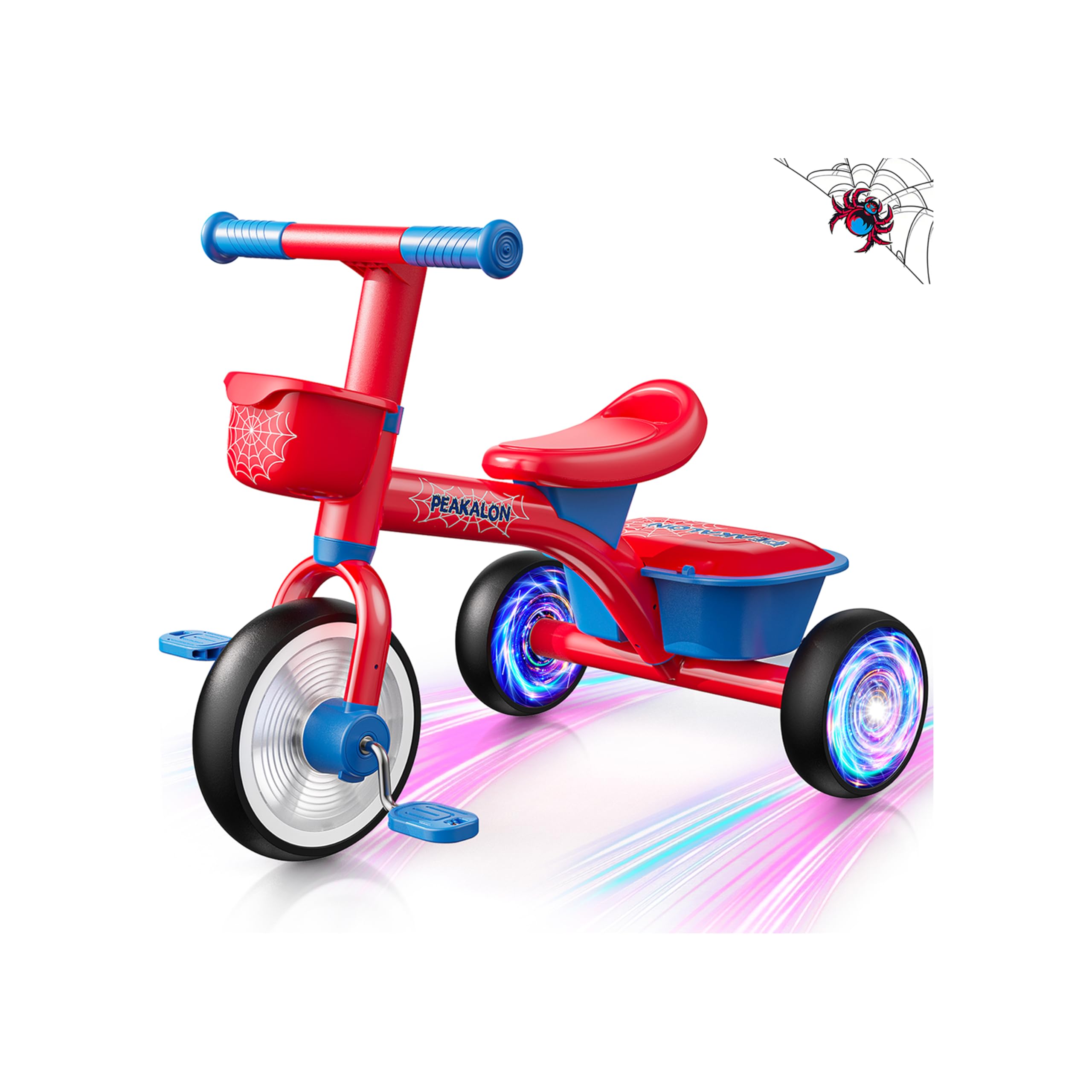 Spider Toddler Tricycle for 1-3 3-5 Years Old Boys Girls,Toddler Baby Balance Bi