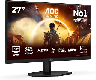 AOC Q27G42ZE 27 inch WQHD Gaming Monitor 260Hz, Fast IPS Panel, 1ms GtG, HDR10, G-Sync Compatible, (2560x1440 HDMI 1x 2.0) Black