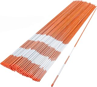 Sunnyglade 100PCS 48 Inch Driveway Marker Set 1/4 Inch Dia Fiberglass Rod | Driveway Markers Fiberglass Reflective Snow Stakes with Steel Drill Bit &amp; Protection Gloves for Parking Lots, Walkways