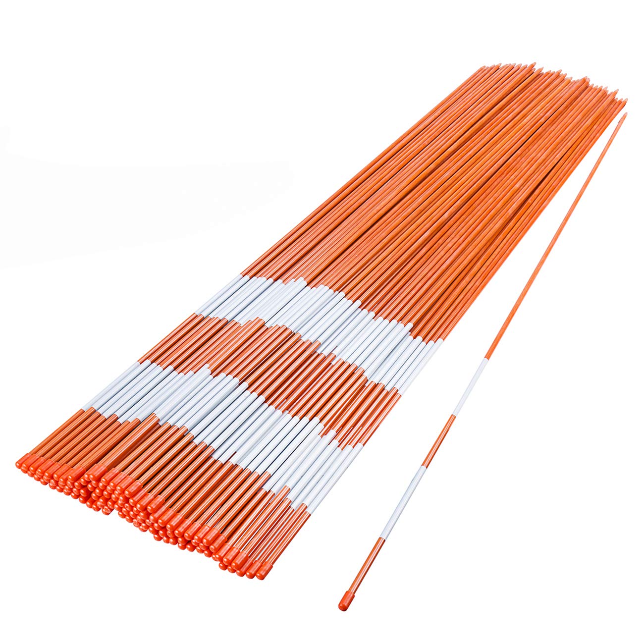Sunnyglade 100PCS 48 Inch Driveway Marker Set 1/4 Inch Dia Fiberglass Rod | Driv