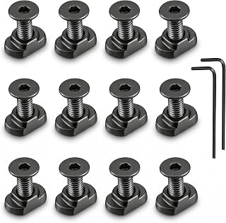 GGYOU 12 Pack M4 M-LOK T-Nuts and Screws Replacement Set | Steel T-Nut & Bolt Kit for MLOK Rail System Accessories, with Allen Wrench, Picatinny Rail Mount Hardware