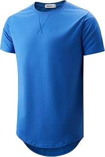 KLIEGOU Men's 100% Cotton Longline T-Shirt, Pre-Shrunk Soft