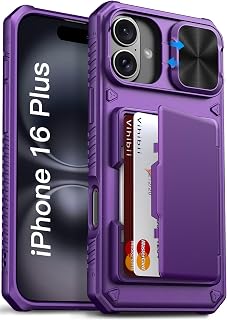 Vihibii for iPhone 16 Plus Case Wallet, Card Holder (4 Cards), Dark Purple