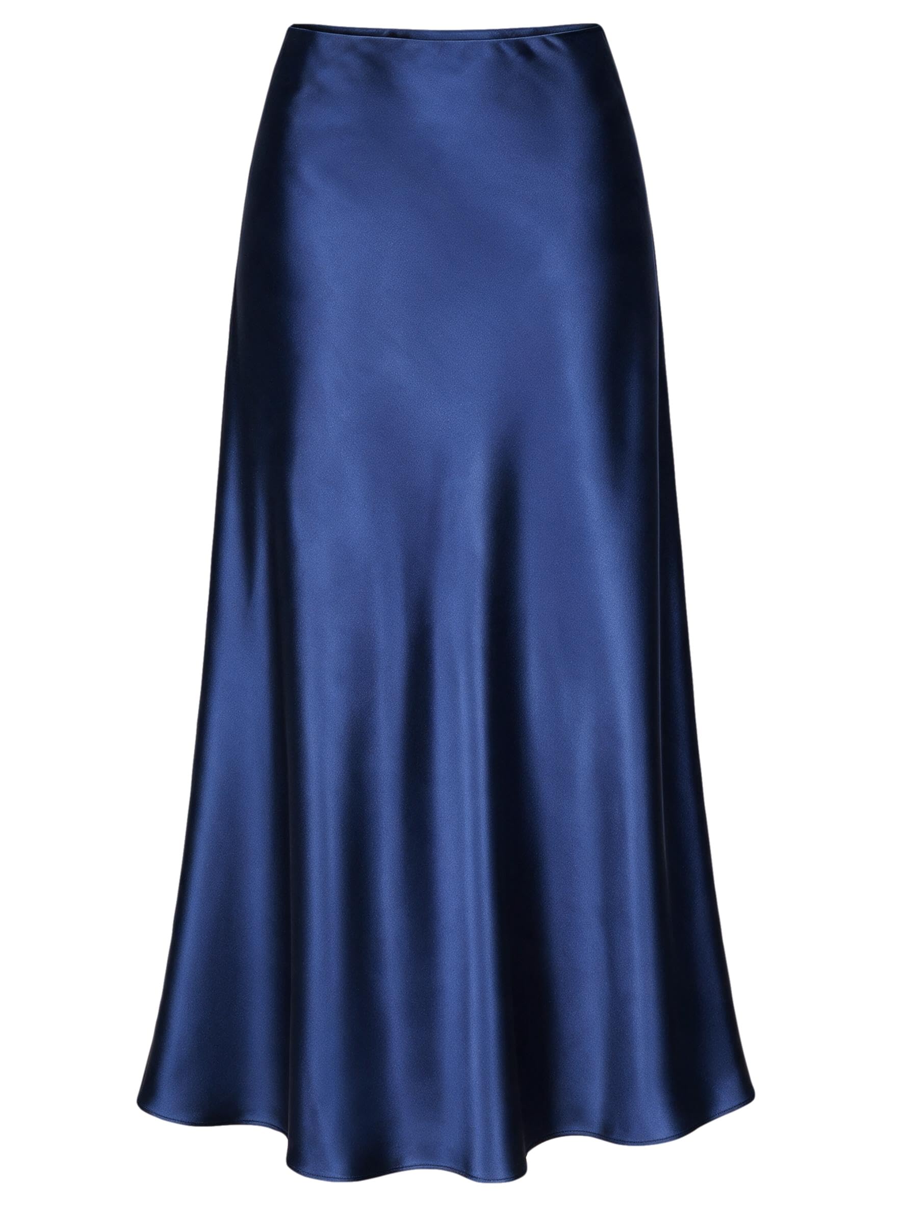 ALCEA ROSEA Womens Satin High Waisted Silky Midi Skirt Elastic A-line Skirt for 