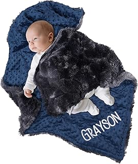 Personalized Baby Blanket Customized Baby Blanket with Name, Custom Embroidered Blanket for Boys & Girls, Soft Minky dot Keepsake Newborn Swaddle, Personalized Baby Gifts for Baby Showers (Baby)