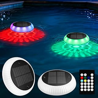 Yogaret 2-Pack Floating Pool Lights - IP68 Waterproof, Remote Control | Solar Powered Pool Lights, 18 RGB Lighting Modes, Color Changing for Above Ground Pool Decor, Pond, Bathtub, Party Garden