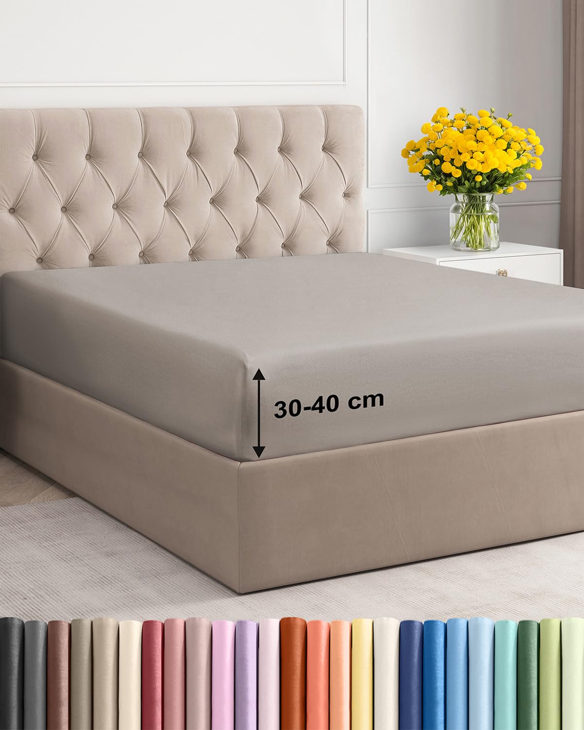 King Fitted Bed Sheet – Extra Deep Pocket – Fits Mattress up to 40cm (16") – Sof