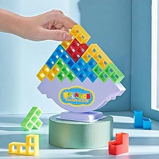 Stacking Tower Game 32PCS with 22 Gameplay Cards | Balance Building Blocks for Kids & Adults | Tetra Tower Balancing Games | Stack Attack Game | Family Board Games, Ideal Gifts for Teen Boys & Girls
