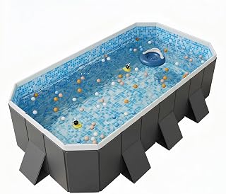 YYW Foldable Swimming Pools Non-Inflatable Hard Plastic Family Pool for Boys, Girls and Adults Pools with Drain Plug and Drain Hole for Outdoor, Garden, Backyard(Dark Gary,3m/118.11in/9.84ft)