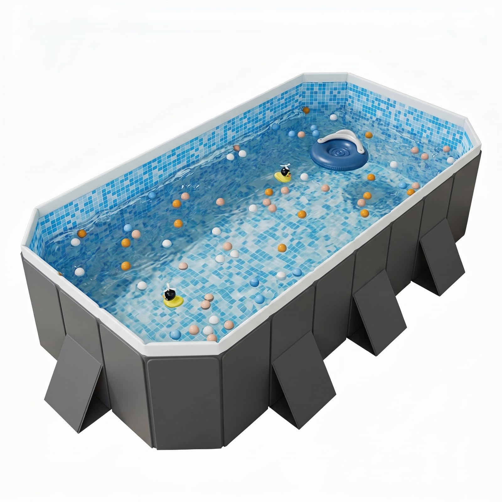 YYW Foldable Swimming Pools Non-Inflatable Hard Plastic Family Pool for Boys, Gi