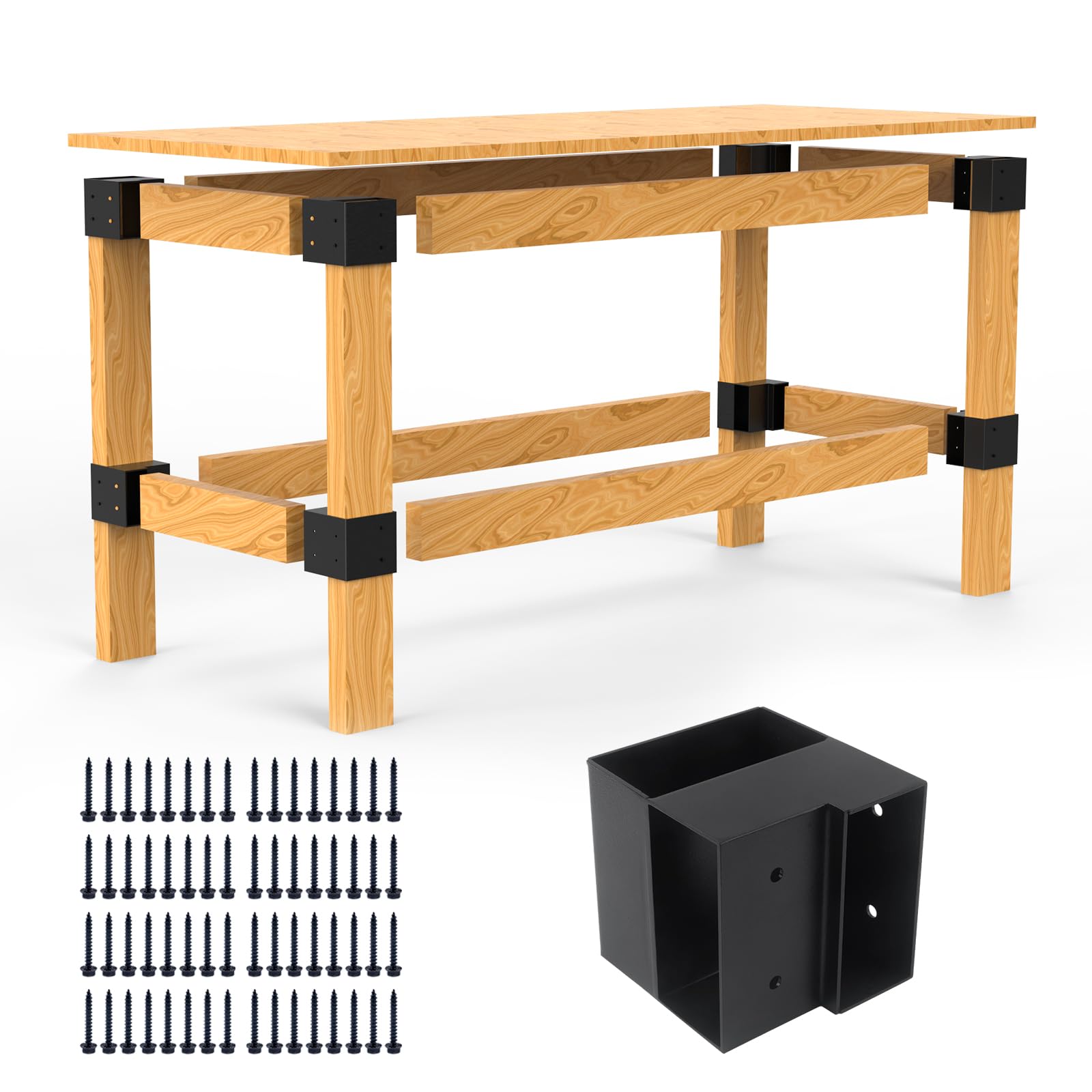Heavy Duty Workbench Bracket Set 8 Pieces Steel 3 Way Corner Bracket for DIY Cus