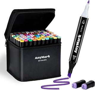 AnyMark Alcohol Markers, 80 Colors Dual Tip Art Coloring Markers Set