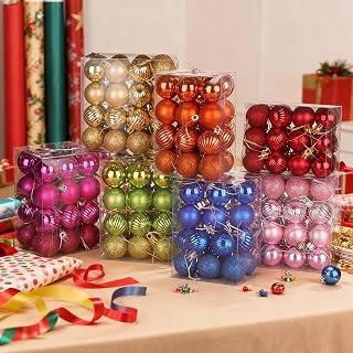 24 Pieces Shatterproof Christmas Ornaments, 3 Sets Plastic Hanging Balls for Xmas Tree and Home Decor