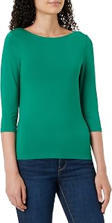 VERO MODA VMPANDA Women's Basic Boat Neck 3/4 Sleeve Stretch Top Slim Fit Long Sleeve Regular Fit