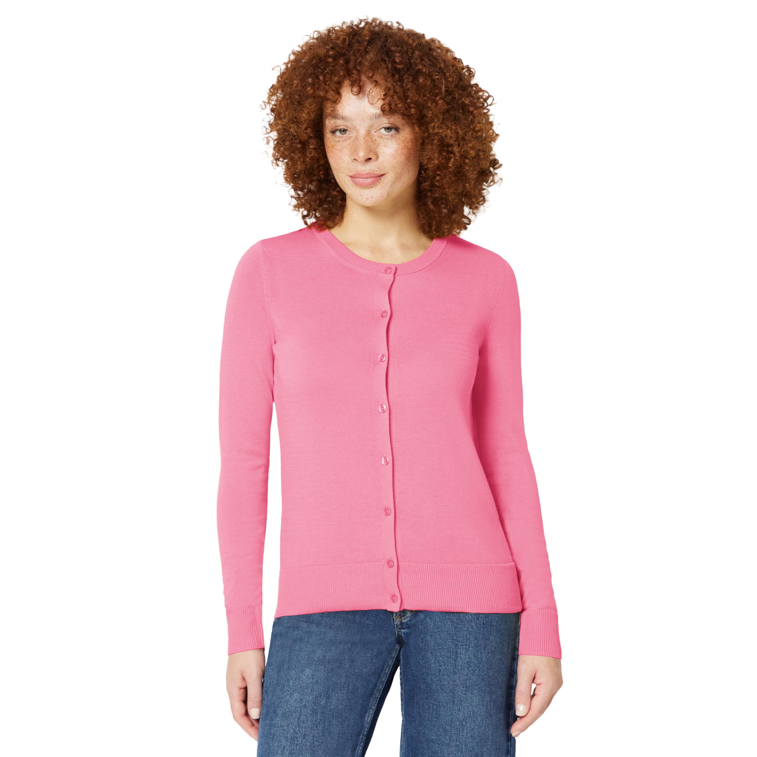 Amazon Essentials Women's Lightweight Crewneck Cardigan Sweater