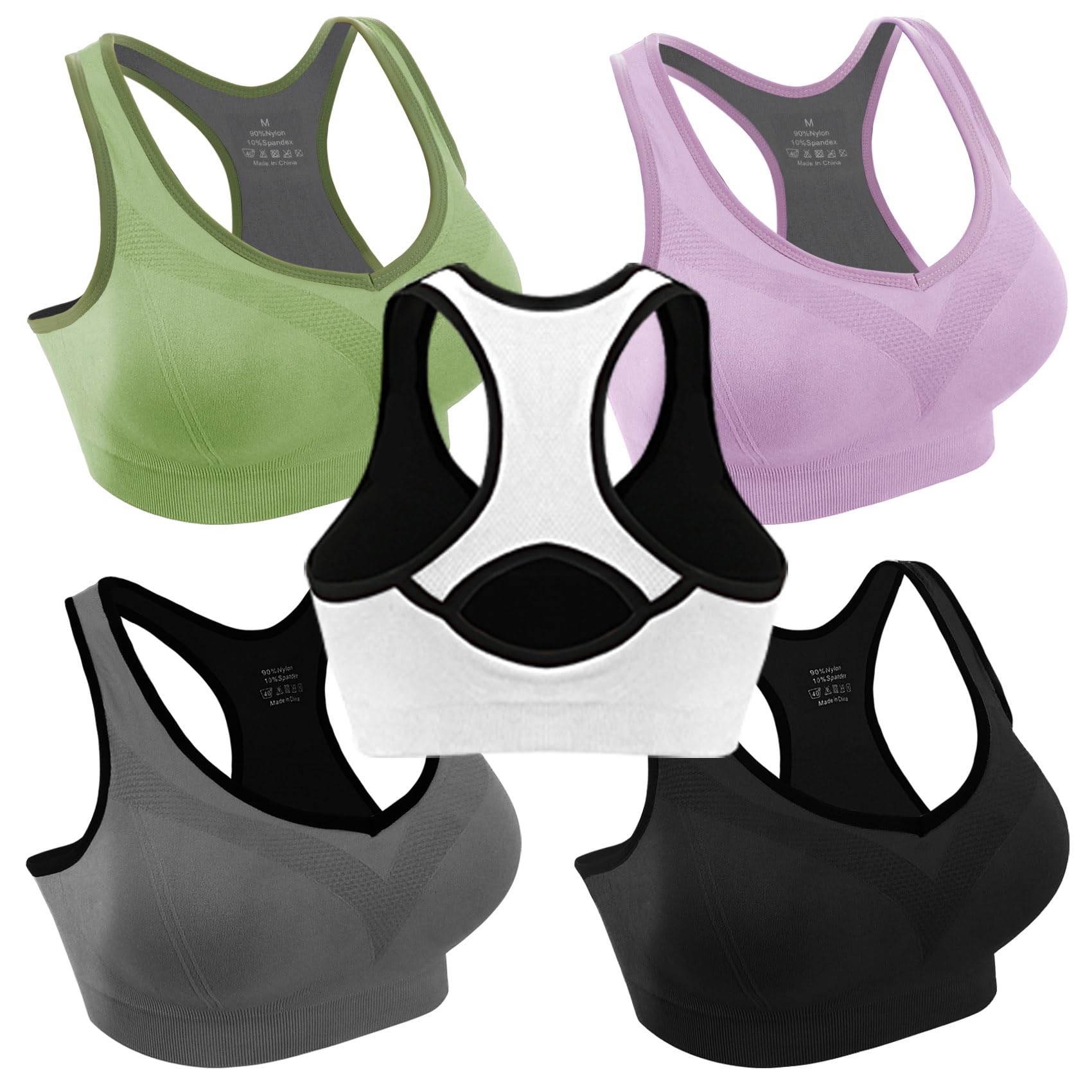 Women's Racerback Sports Bras High Impact Workout Yoga Gym Fitness Bra