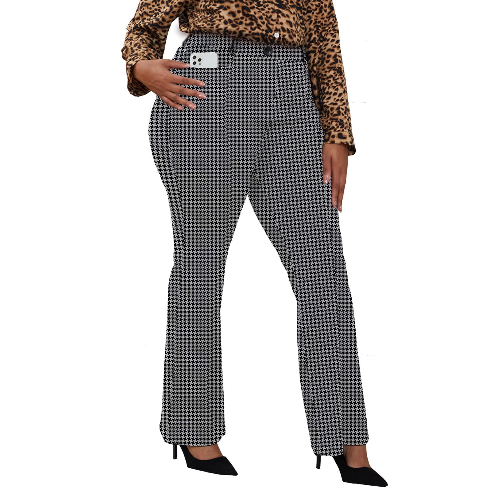 Wrinkle-Free Stretch Dress Pants Plus Size for Women Pull-on Pant Ease into Comf